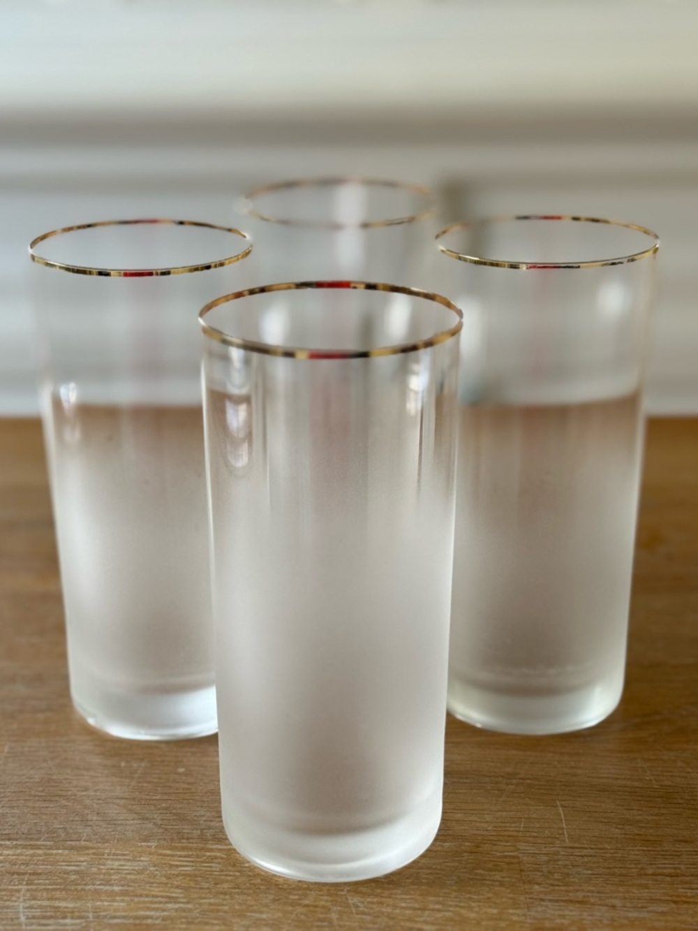 Vintage MCM Frosted Highball Glasses Set of 4 Mid Century Barware | Tom Collins